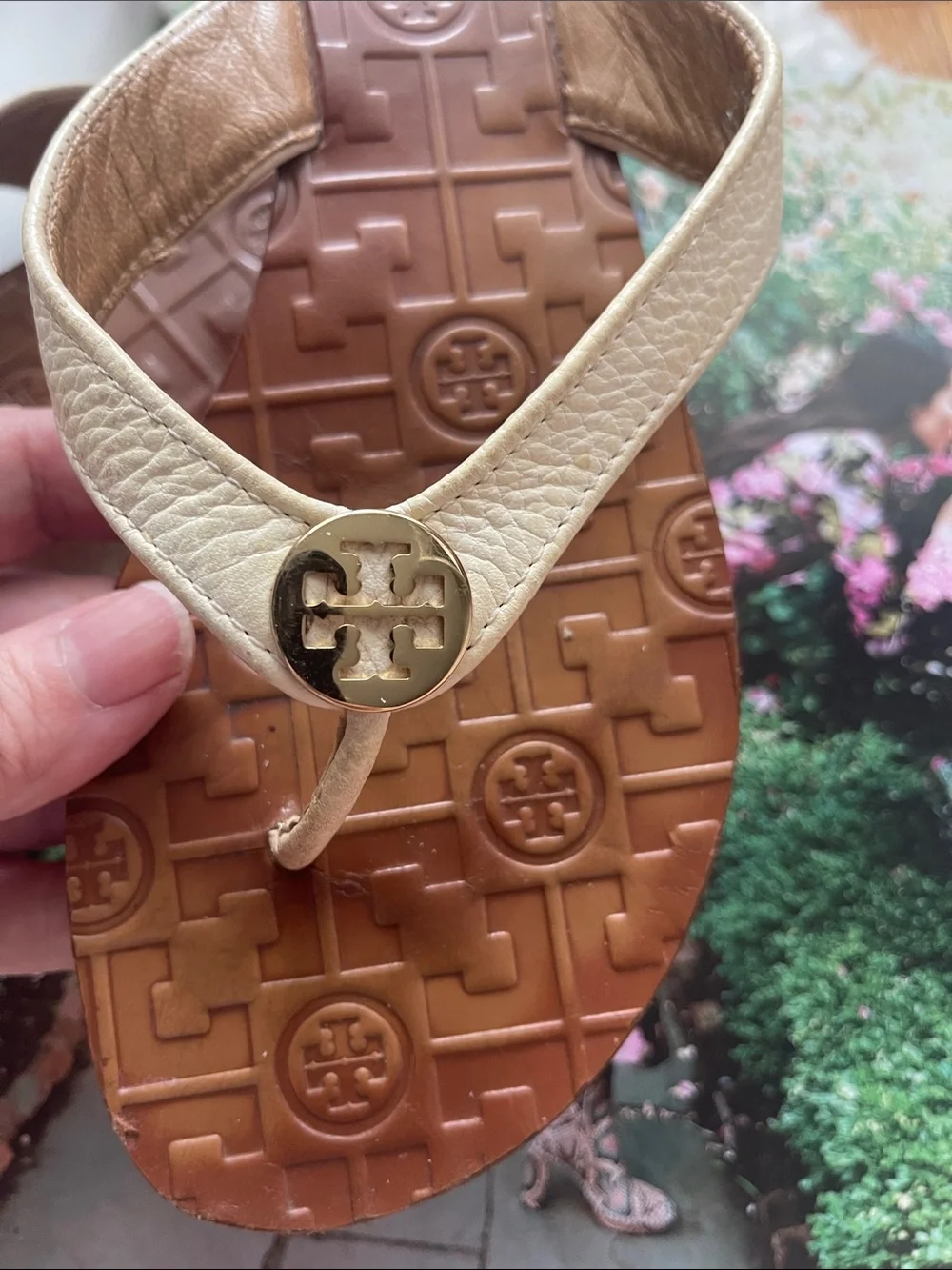 TORY BURCH Womens Thora Leather Flip Flop Thong Sandals